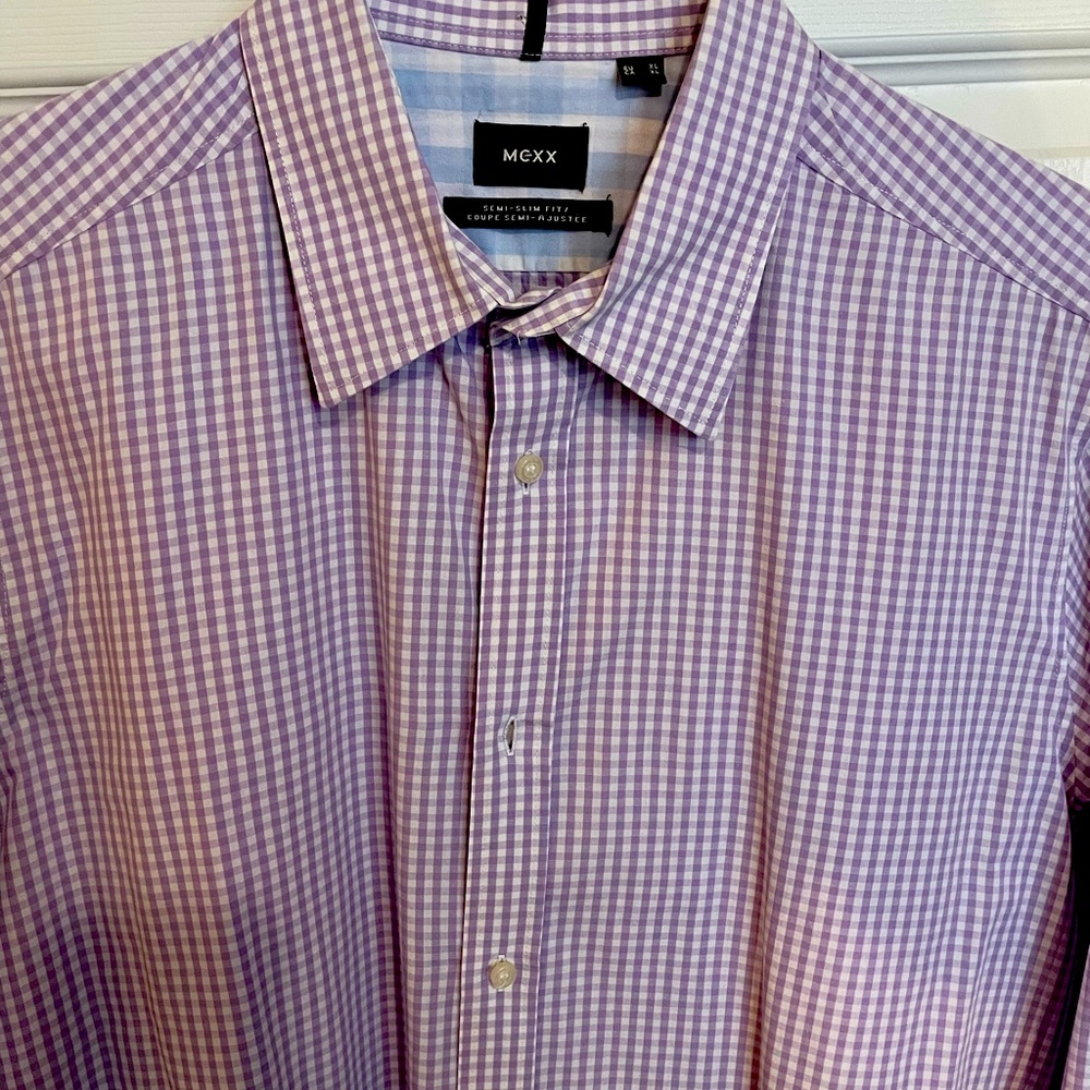 MEXX XL slim fit dress shirt, stretch fit, light purple check